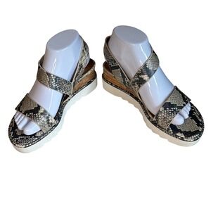 Franco Sarto Snakeskin Platform Sandals Comfort Straps Wedge Size‎ 7M